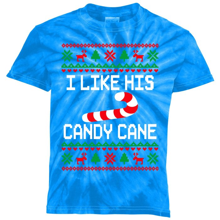 I Like His Candy Cane Funny Couples Ugly Christmas Cute Gift Kids Tie-Dye T-Shirt