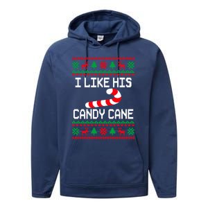 I Like His Candy Cane Funny Couples Ugly Christmas Cute Gift Performance Fleece Hoodie