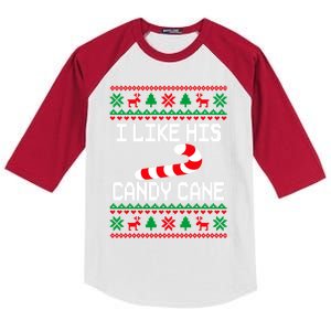 I Like His Candy Cane Funny Couples Ugly Christmas Cute Gift Kids Colorblock Raglan Jersey