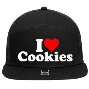 I Love Heart Cookies 7 Panel Mesh Trucker Snapback Hat