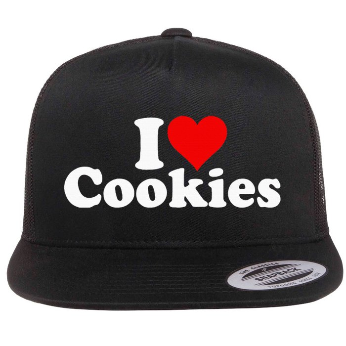 I Love Heart Cookies Flat Bill Trucker Hat