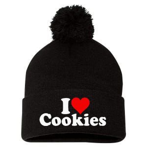 I Love Heart Cookies Pom Pom 12in Knit Beanie