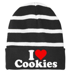 I Love Heart Cookies Striped Beanie with Solid Band