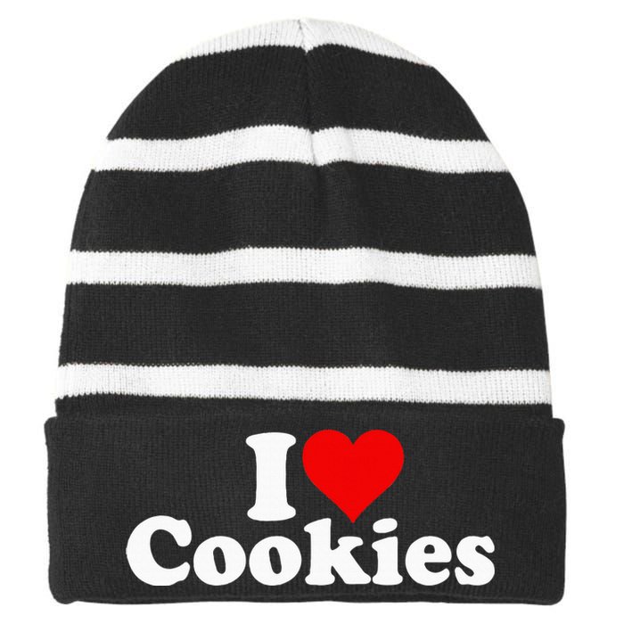 I Love Heart Cookies Striped Beanie with Solid Band