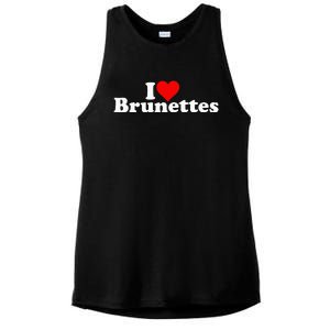 I Love Heart Brunettes Brunette Dark Hair Ladies PosiCharge Tri-Blend Wicking Tank