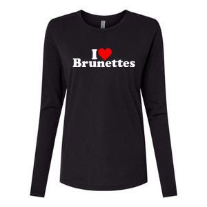 I Love Heart Brunettes Brunette Dark Hair Womens Cotton Relaxed Long Sleeve T-Shirt