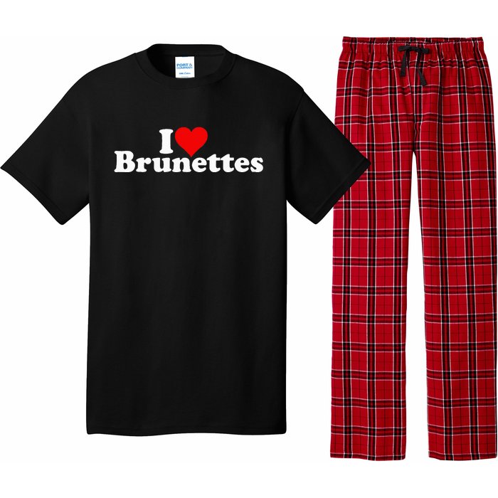 I Love Heart Brunettes Brunette Dark Hair Pajama Set