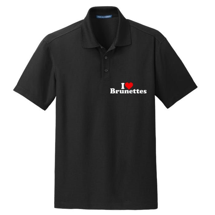 I Love Heart Brunettes Brunette Dark Hair Dry Zone Grid Polo