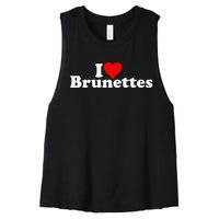 I Love Heart Brunettes Brunette Dark Hair Women's Racerback Cropped Tank