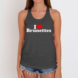 I Love Heart Brunettes Brunette Dark Hair Women's Knotted Racerback Tank