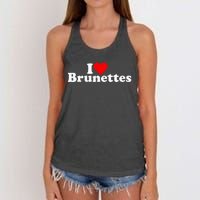 I Love Heart Brunettes Brunette Dark Hair Women's Knotted Racerback Tank