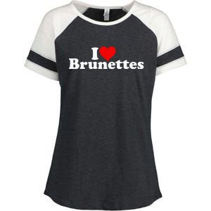 I Love Heart Brunettes Brunette Dark Hair Enza Ladies Jersey Colorblock Tee