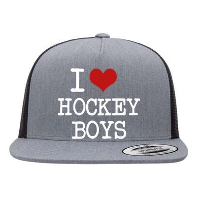 I Love Heart Hockey Funny Meme Flat Bill Trucker Hat