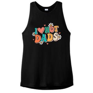 I Love Hot Dads Retro Funny Red Heart Love Dads Ladies PosiCharge Tri-Blend Wicking Tank