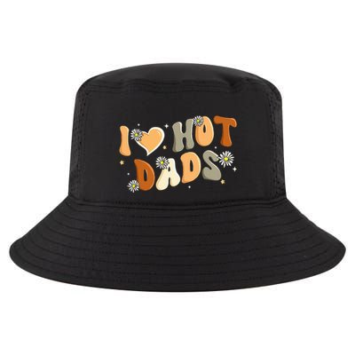 I Love Hot Dads Retro Funny Red Heart Love Dads Cool Comfort Performance Bucket Hat