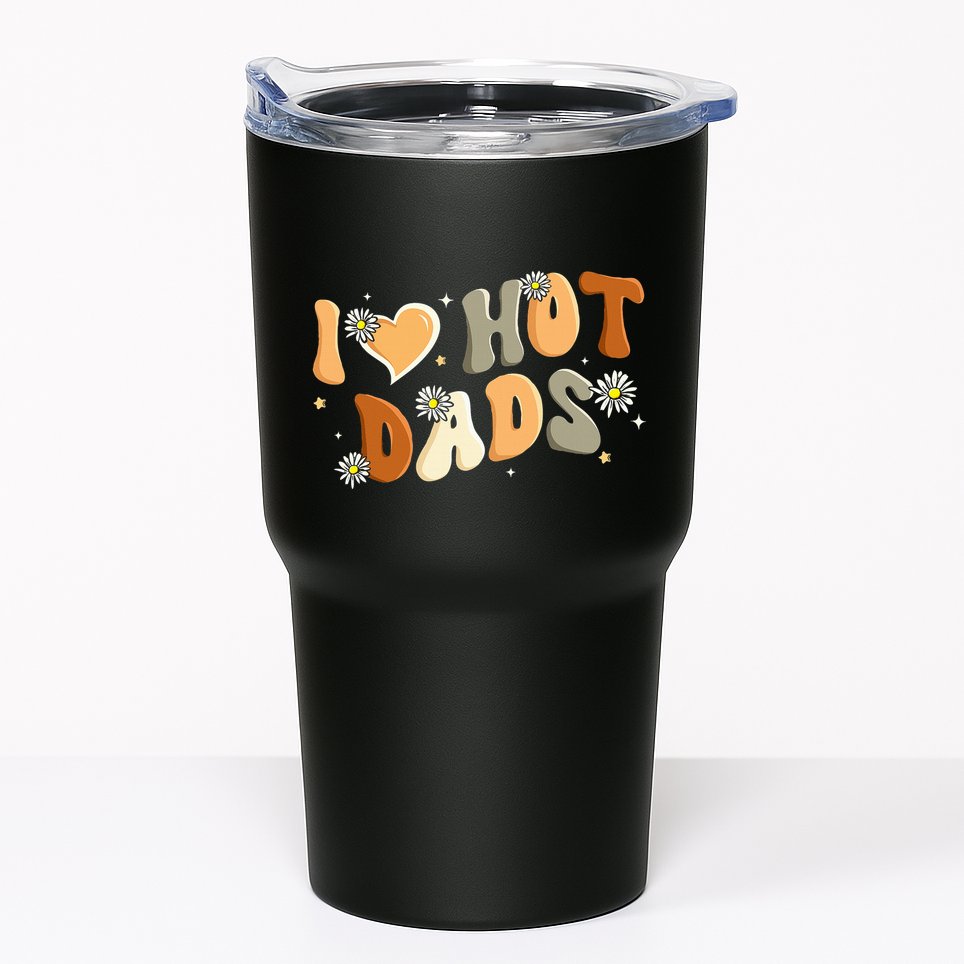 I Love Hot Dads Retro Funny Red Heart Love Dads Tumbler