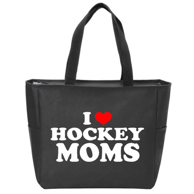 I Love Hockey Moms Funny Zip Tote Bag