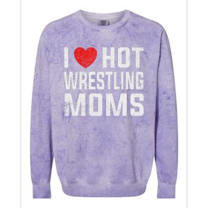 I Love Hot Wrestling Moms Cute Red Heart Love Moms Wrestler Colorblast Crewneck Sweatshirt