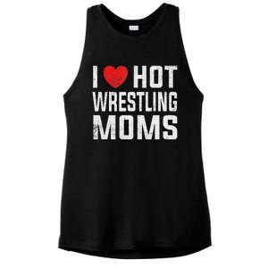 I Love Hot Wrestling Moms Cute Red Heart Love Moms Wrestler Ladies PosiCharge Tri-Blend Wicking Tank