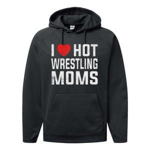 I Love Hot Wrestling Moms Cute Red Heart Love Moms Wrestler Performance Fleece Hoodie