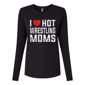 I Love Hot Wrestling Moms Cute Red Heart Love Moms Wrestler Womens Cotton Relaxed Long Sleeve T-Shirt