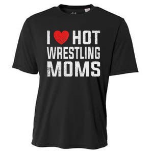 I Love Hot Wrestling Moms Cute Red Heart Love Moms Wrestler Cooling Performance Crew T-Shirt