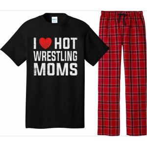 I Love Hot Wrestling Moms Cute Red Heart Love Moms Wrestler Pajama Set