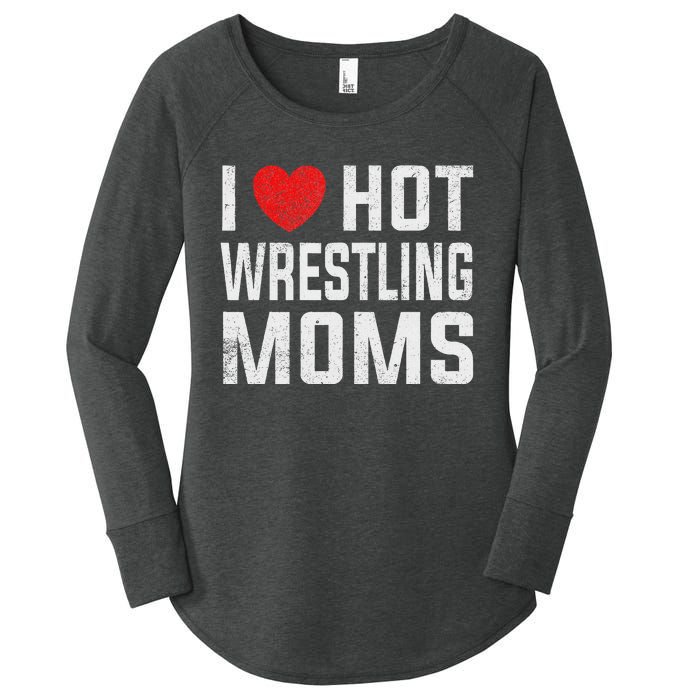 I Love Hot Wrestling Moms Cute Red Heart Love Moms Wrestler Women's Perfect Tri Tunic Long Sleeve Shirt