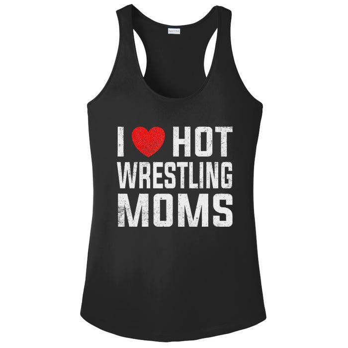 I Love Hot Wrestling Moms Cute Red Heart Love Moms Wrestler Ladies PosiCharge Competitor Racerback Tank