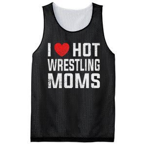 I Love Hot Wrestling Moms Cute Red Heart Love Moms Wrestler Mesh Reversible Basketball Jersey Tank