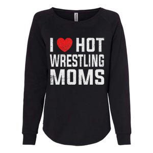 I Love Hot Wrestling Moms Cute Red Heart Love Moms Wrestler Womens California Wash Sweatshirt