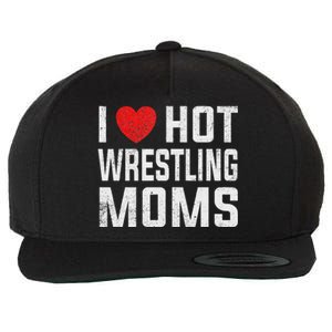 I Love Hot Wrestling Moms Cute Red Heart Love Moms Wrestler Wool Snapback Cap