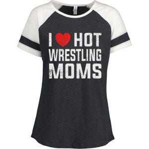 I Love Hot Wrestling Moms Cute Red Heart Love Moms Wrestler Enza Ladies Jersey Colorblock Tee