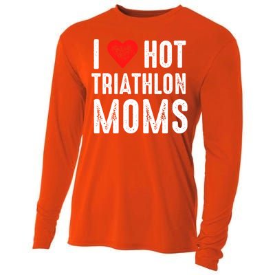 I Love Hot Triathlon Moms Gift Cooling Performance Long Sleeve Crew