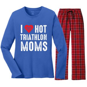 I Love Hot Triathlon Moms Gift Women's Long Sleeve Flannel Pajama Set 