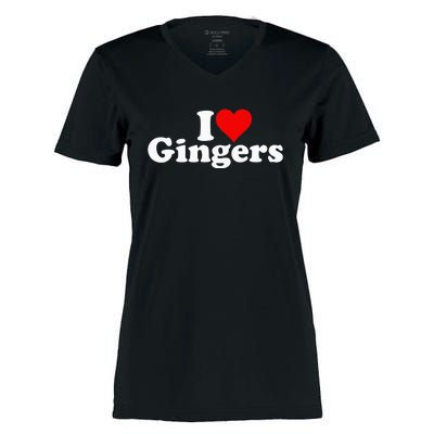 I Love Heart Gingers Redheads Red Hair Women's Momentum V-Neck T-Shirt