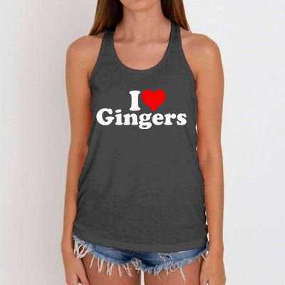 I Love Heart Gingers Redheads Red Hair Women's Knotted Racerback Tank