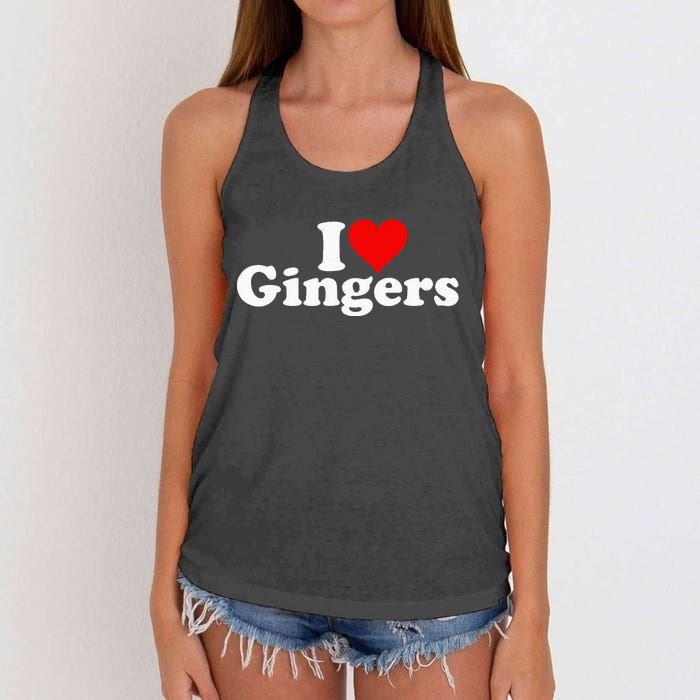 I Love Heart Gingers Redheads Red Hair Women's Knotted Racerback Tank