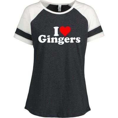 I Love Heart Gingers Redheads Red Hair Enza Ladies Jersey Colorblock Tee