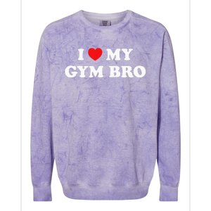 I Love Heart My Gym Bro Funny Fitness Workout Colorblast Crewneck Sweatshirt