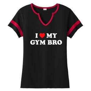 I Love Heart My Gym Bro Funny Fitness Workout Ladies Halftime Notch Neck Tee