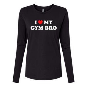 I Love Heart My Gym Bro Funny Fitness Workout Womens Cotton Relaxed Long Sleeve T-Shirt