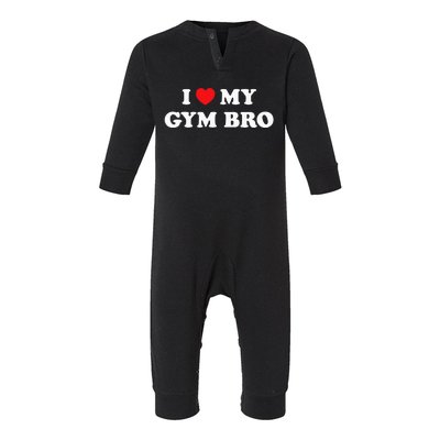 I Love Heart My Gym Bro Funny Fitness Workout Infant Fleece One Piece