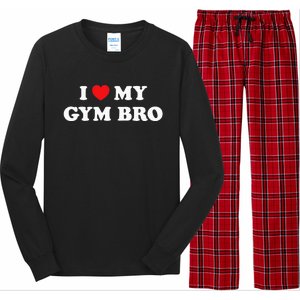 I Love Heart My Gym Bro Funny Fitness Workout Long Sleeve Pajama Set