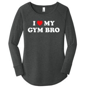 I Love Heart My Gym Bro Funny Fitness Workout Women's Perfect Tri Tunic Long Sleeve Shirt