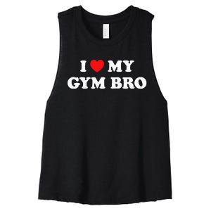 I Love Heart My Gym Bro Funny Fitness Workout Women's Racerback Cropped Tank