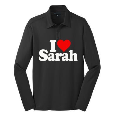 I Love Heart Sarah Silk Touch Performance Long Sleeve Polo