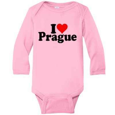 I Love Heart Prague Czech Republic Praha Baby Long Sleeve Bodysuit