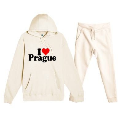 I Love Heart Prague Czech Republic Praha Premium Hooded Sweatsuit Set