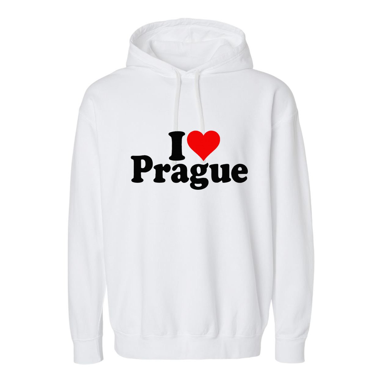I Love Heart Prague Czech Republic Praha Garment-Dyed Fleece Hoodie